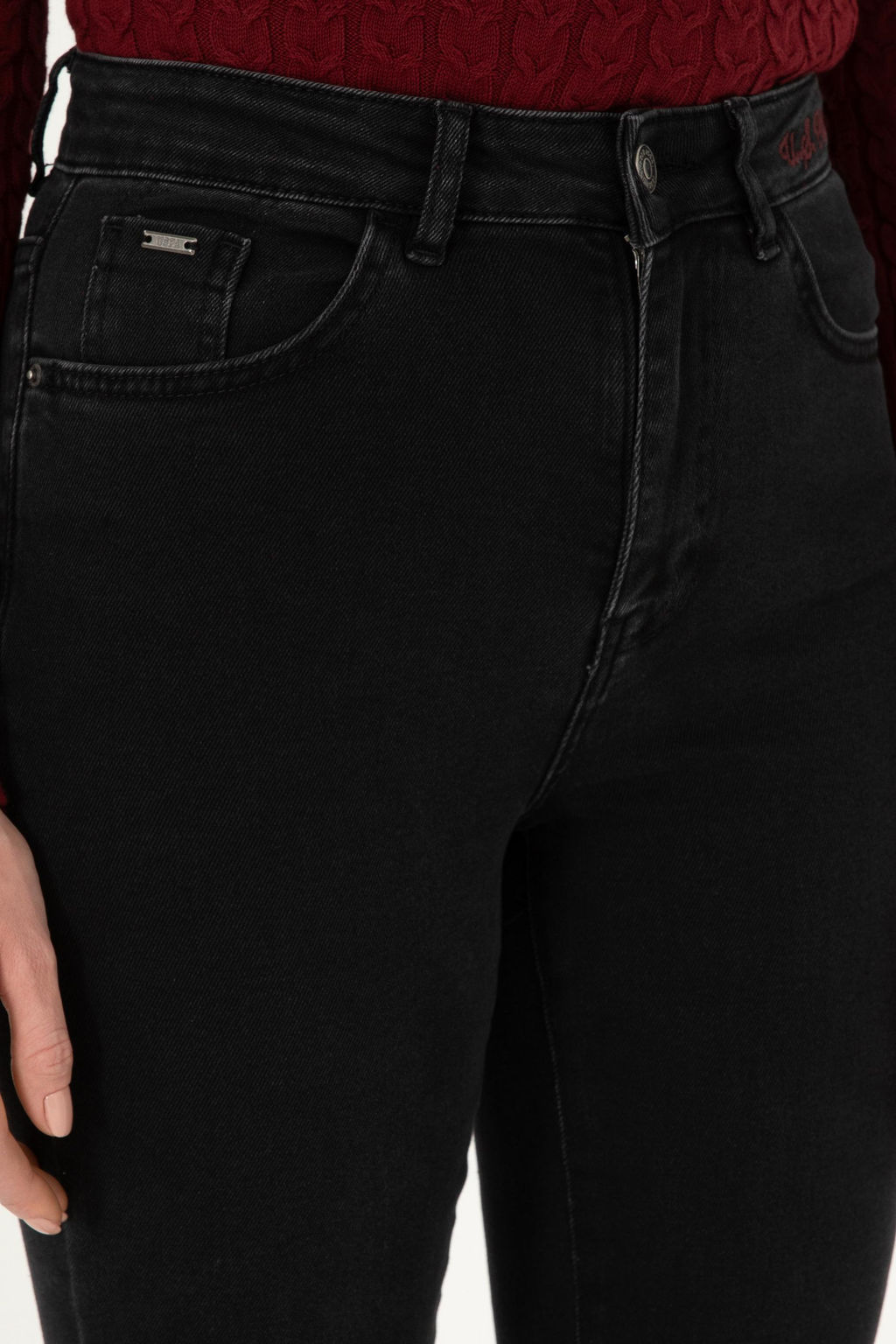 Kad_n Siyah Slim Flare Fit Jean Pantolon