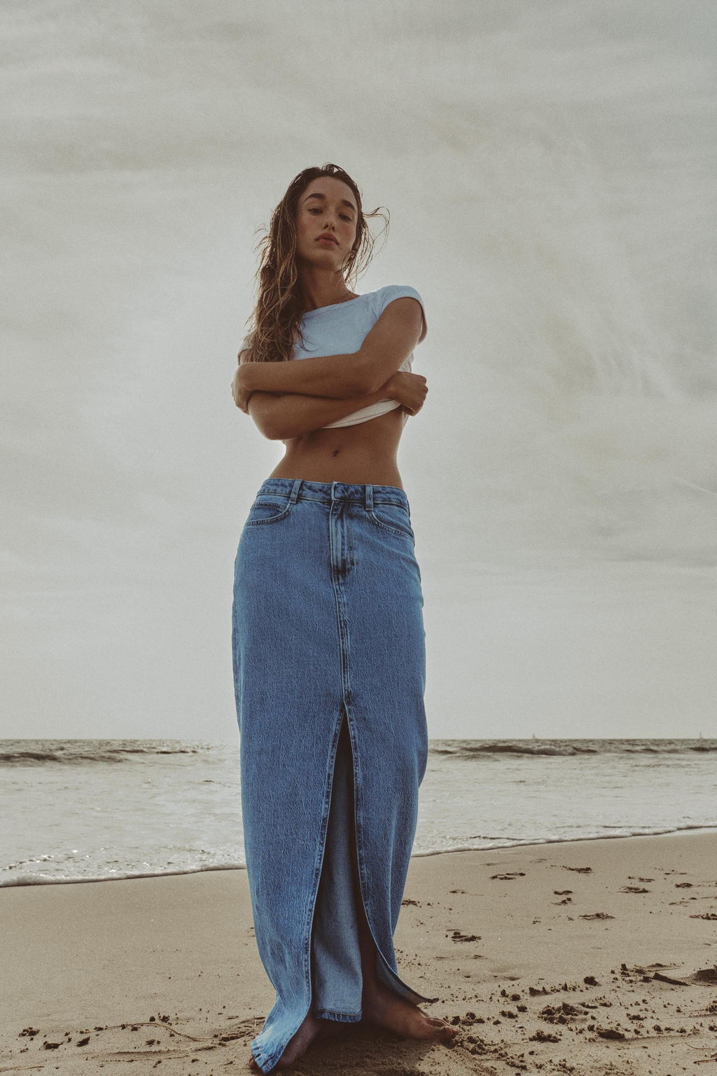 Z1975 DENIM CROSSOVER MIDI SKIRT - Zara фото 24