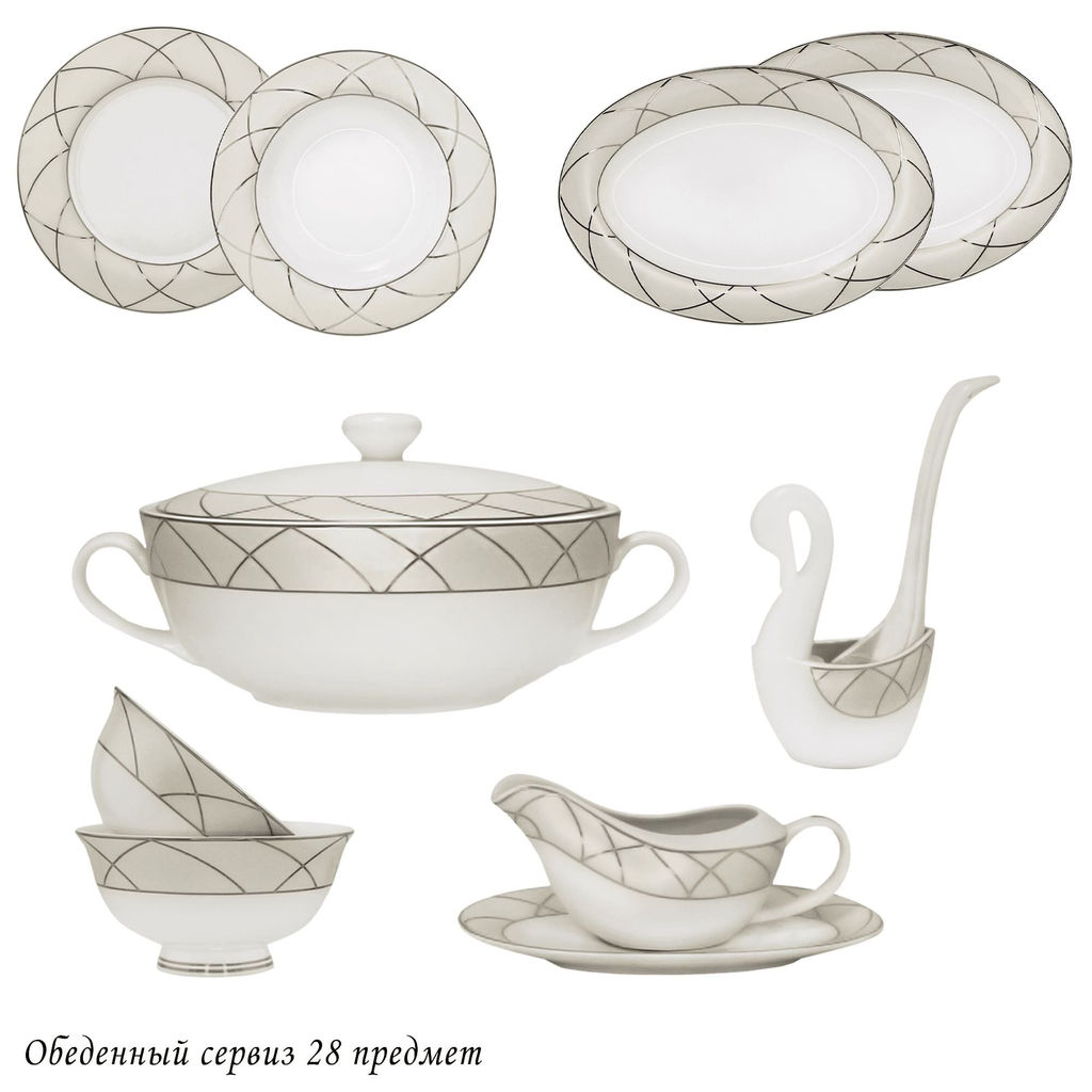 145-433 Обеденный сервиз 28пр. PANDORA CREAM в под.уп.(х2)Костяной фарфор - Lenardi фото 4