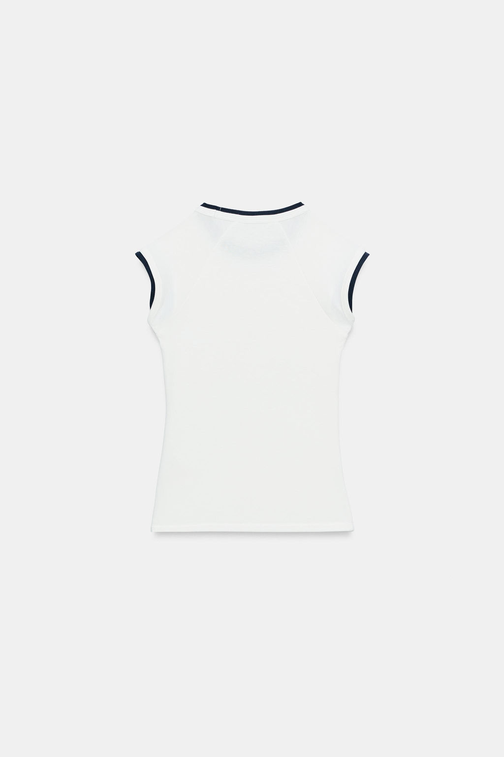CAMISETA EFECTO DOBLE MANGA CORTA / Blanco roto