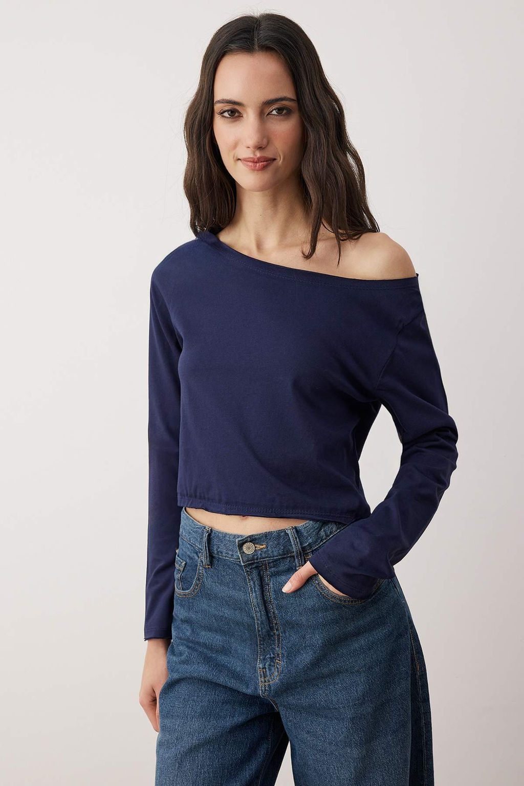 Teen Siyah-Beyaz %100 Pamuk Asimetrik Kay?k Yaka Relaxed/Rahat Kesim Orme T-Shirt TWOAW26TS00016 - Trendyolmilla фото 17