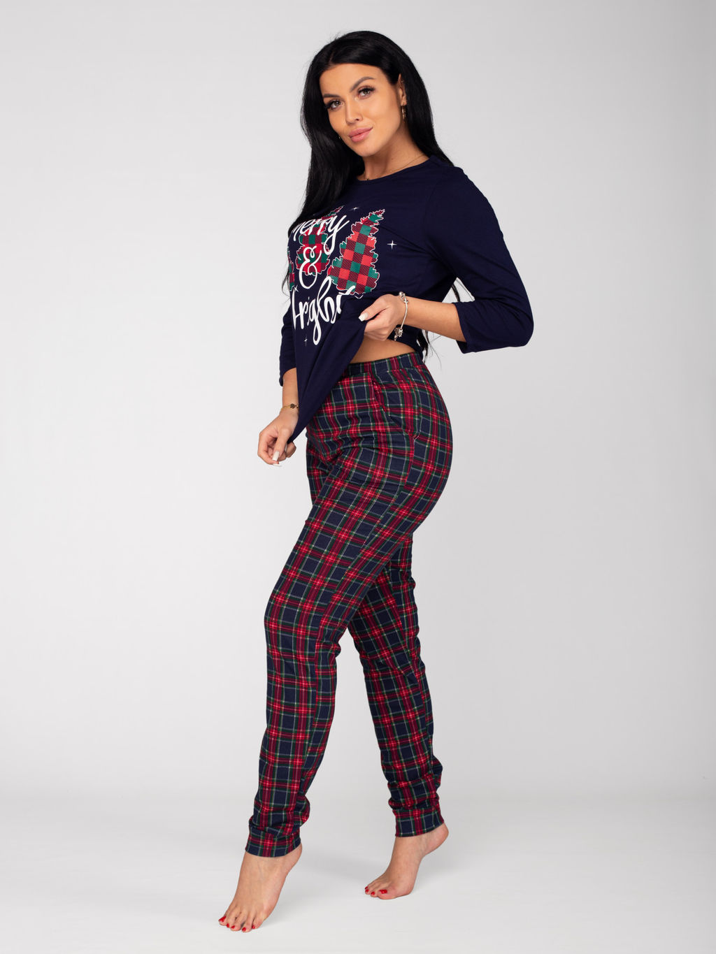 Костюм женский кулирка с брюками "ЕЛКИ" КРАСНЫЙ 2