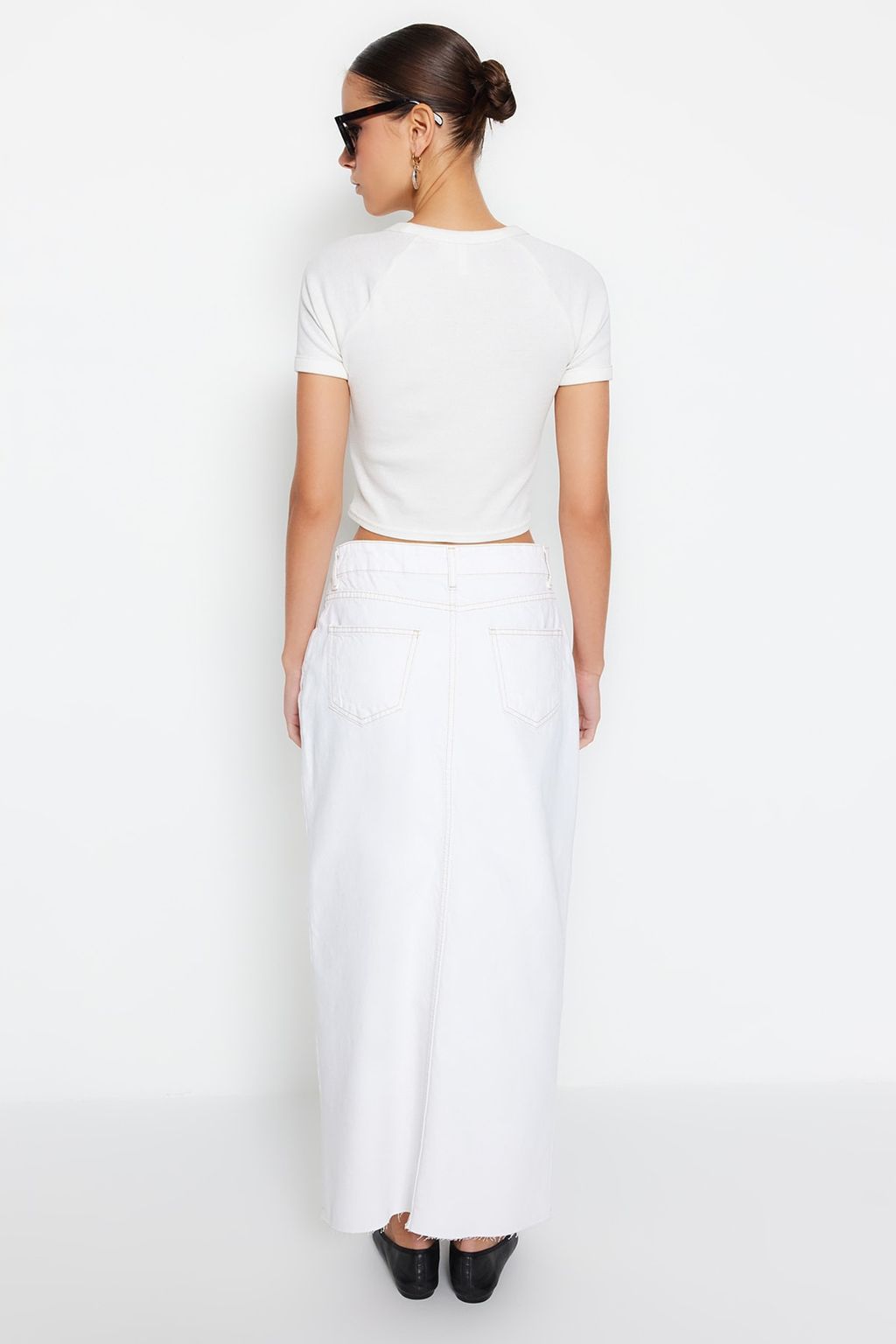 TRENDYOLMILLA Siyah More Sustainable Y?rtmacl? Maxi Denim Etek TWOSS23ET00290 фото 4