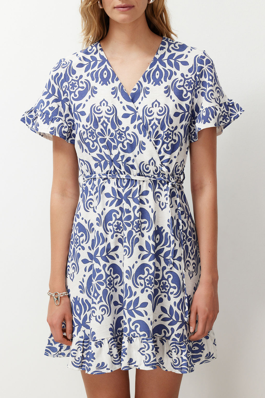 Siyah Kusakl? Cicekli F?rf?rl? Mini Dokuma Elbise TWOSS24EL00760 - Trendyolmilla фото 9