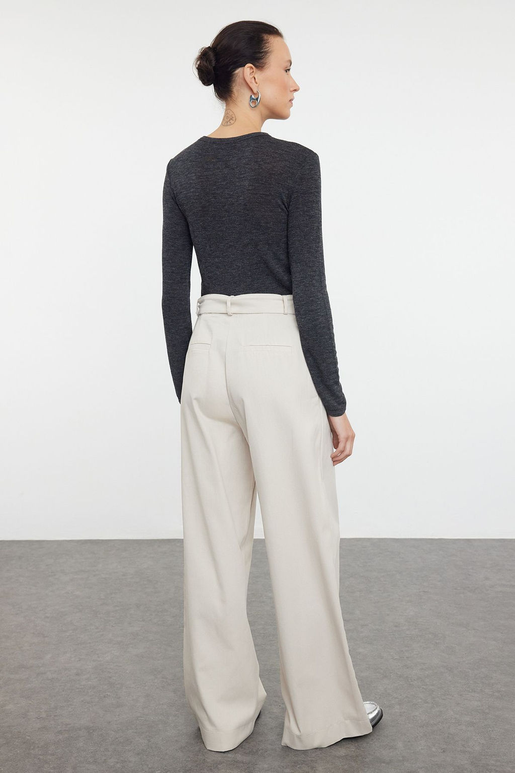 TRENDYOLMILLA Tas Wide Leg/Genis Paca Dokuma Pantolon TWOSS23PL00142 фото 5