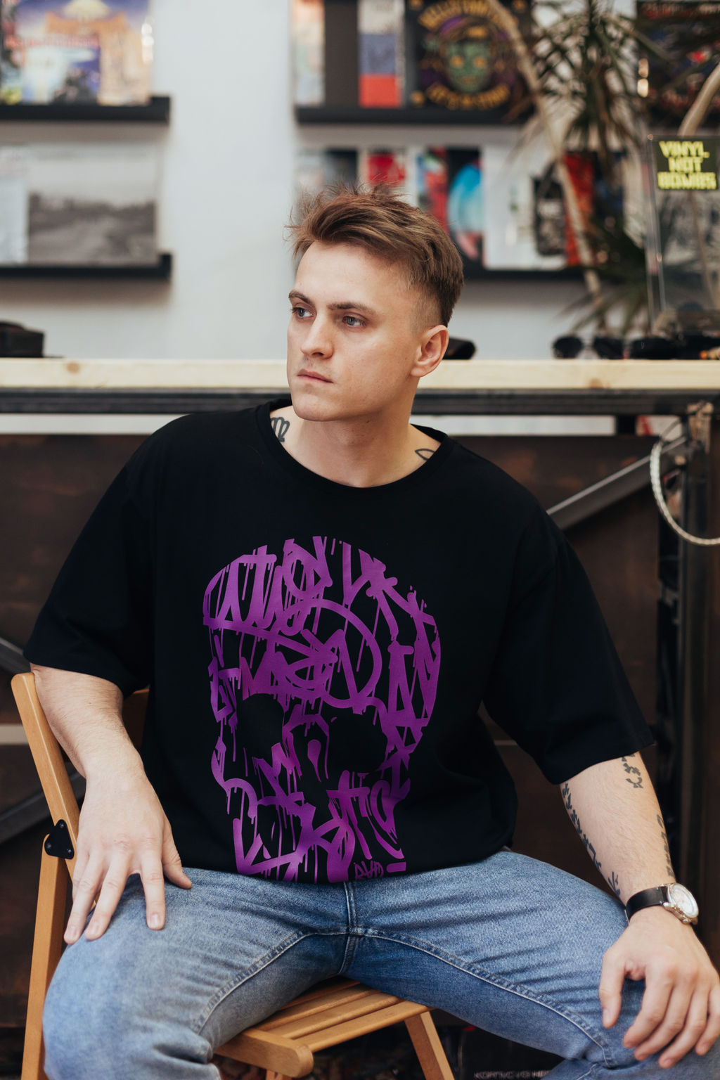 М44 Футболка "Черный/фиолетовый"