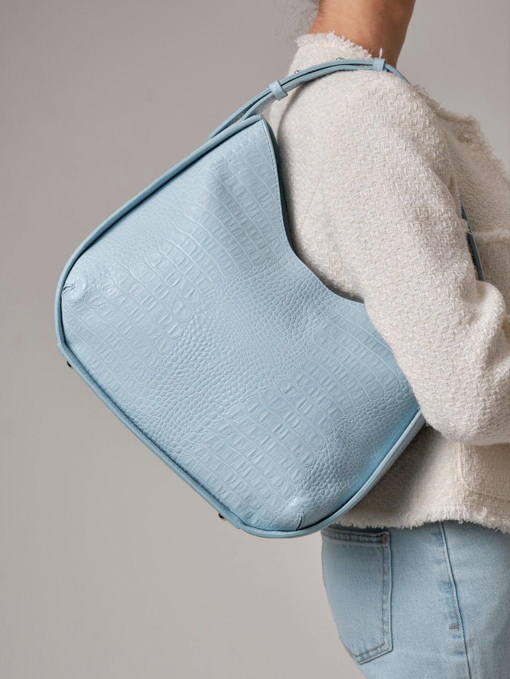 Сумка тоут кожаная Deboro 30422 голубая вода