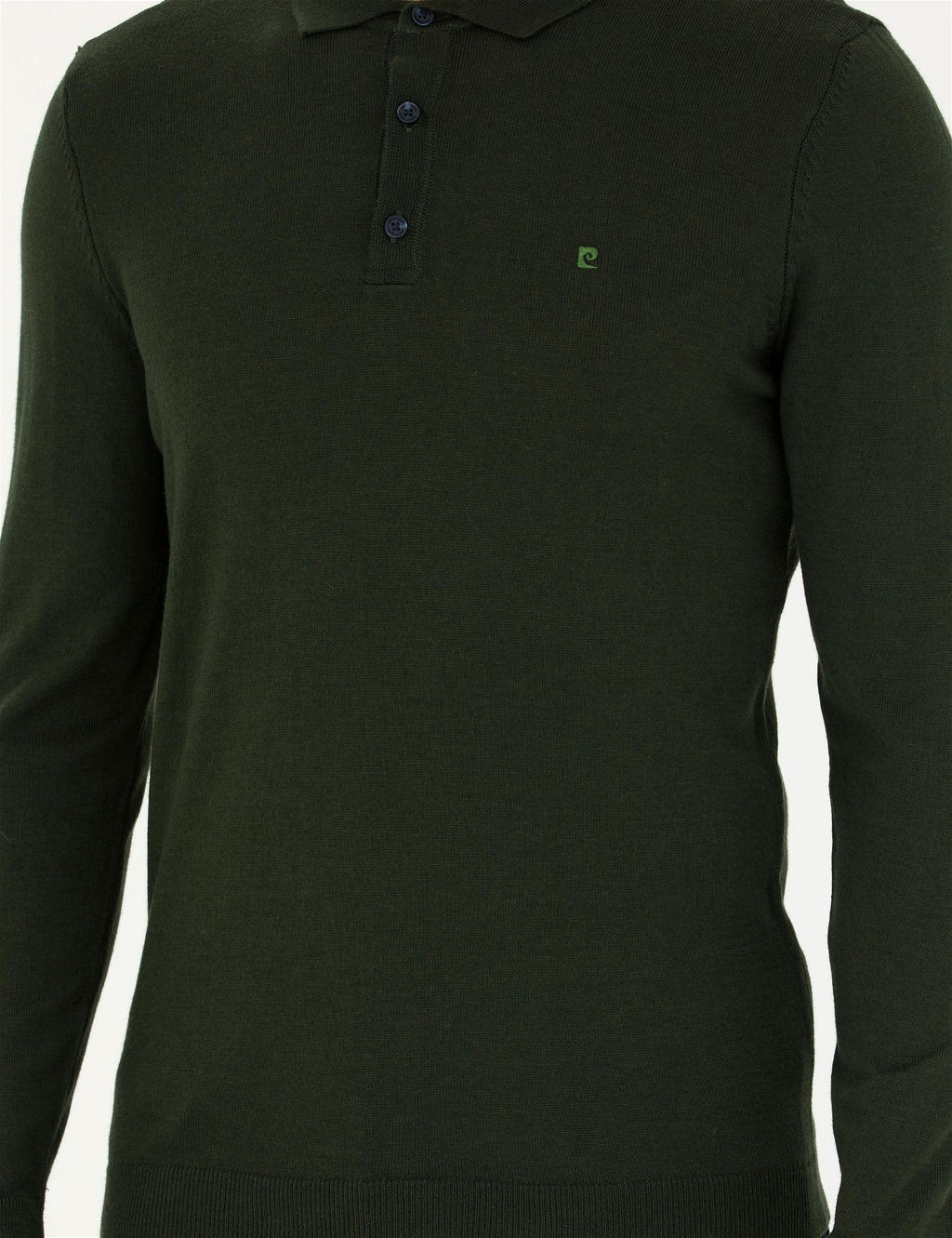 Koyu Ye_il Slim Fit Polo Yaka Basic Triko Kazak - Pierre cardin фото 6