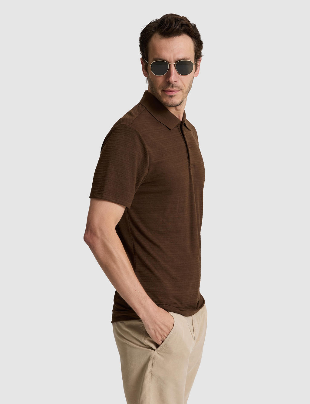 Kahverengi Slim Fit Polo Yaka T-shirt