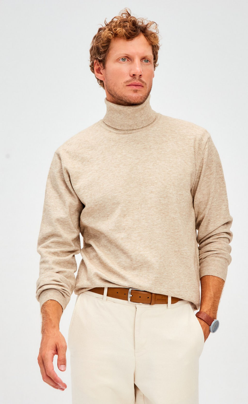 Водолазка мужская F221-15128 бежевая меланж