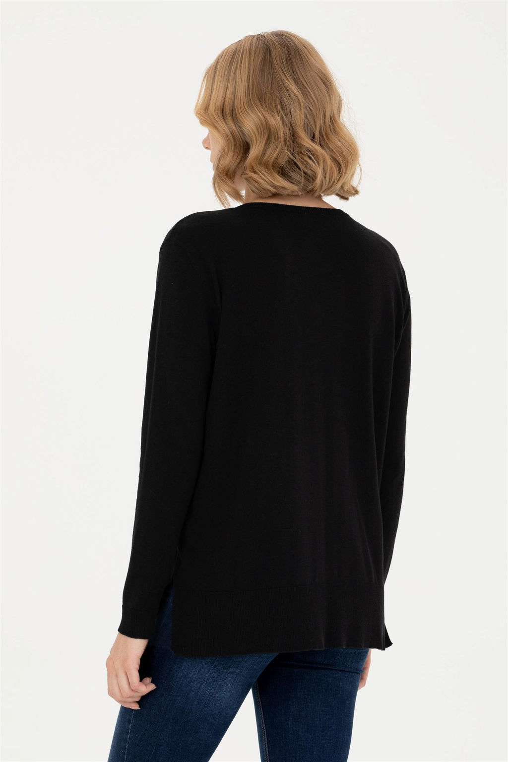 Женский черный базовый свитер с v-образным вырезом Неожиданная скидка в корзине - U.s. polo assn фото 5