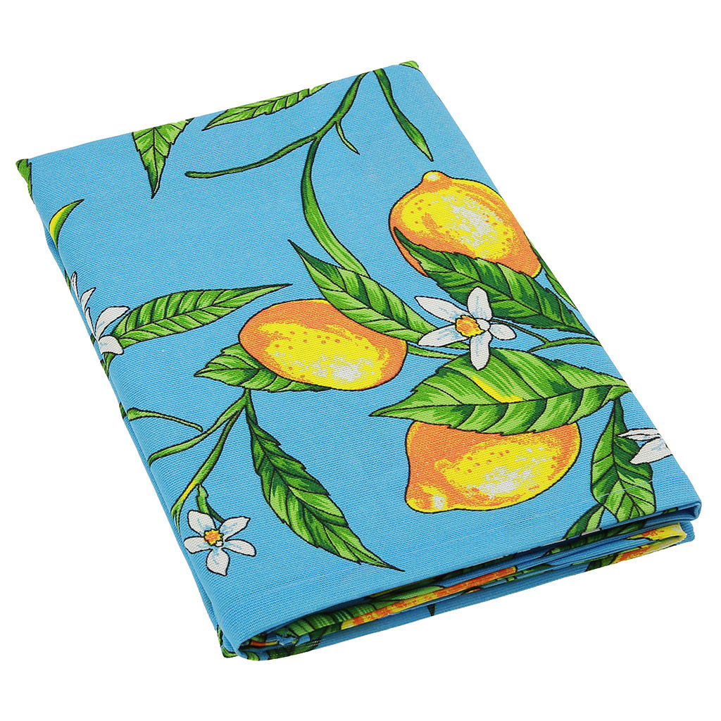 Скатерть 150х145см Лимон, вид 4, длина стола до 110см, на 4 персоны, рогожка (хлопок 100%) 171г/м2, упаковка классическая, пакет ПВХ 28х41см, Домашняя мода (Россия)  фото 3