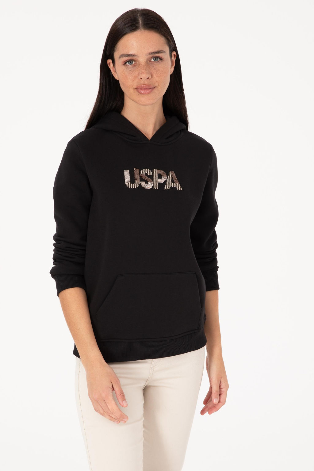 Kad_n Siyah Kap__onlu Basic Sweatshirt