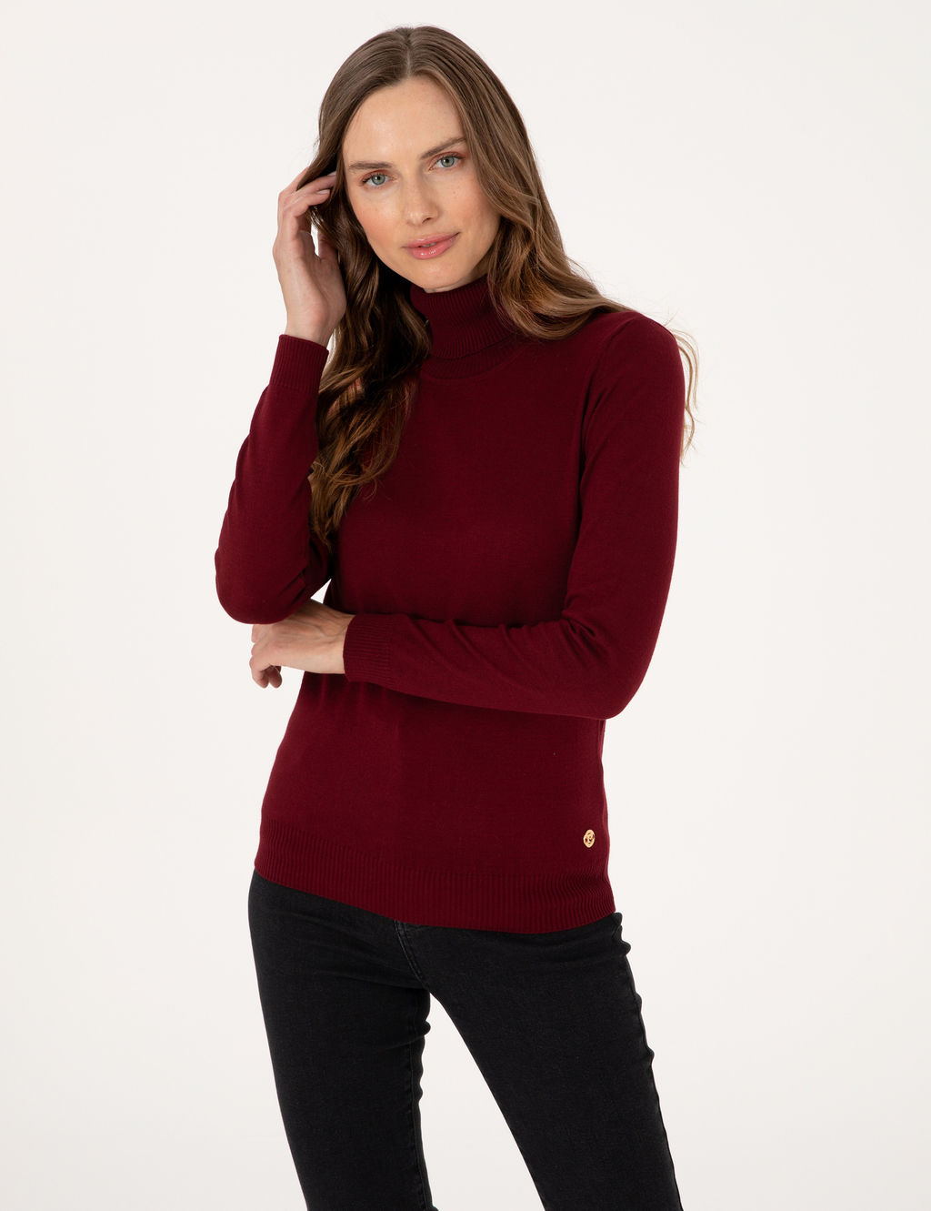 Vi_ne Slim Fit Bal_k__ Yaka Basic Kazak