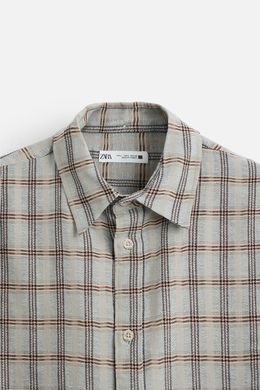 TEXTURED CHECK SHIRT - Zara фото 9