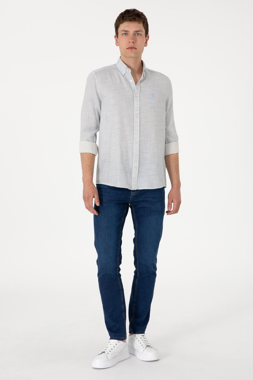 Erkek A__k Mavi Uzun Kollu G_mlek Sepette S_rpriz _ndirim - U.s. polo assn фото 4