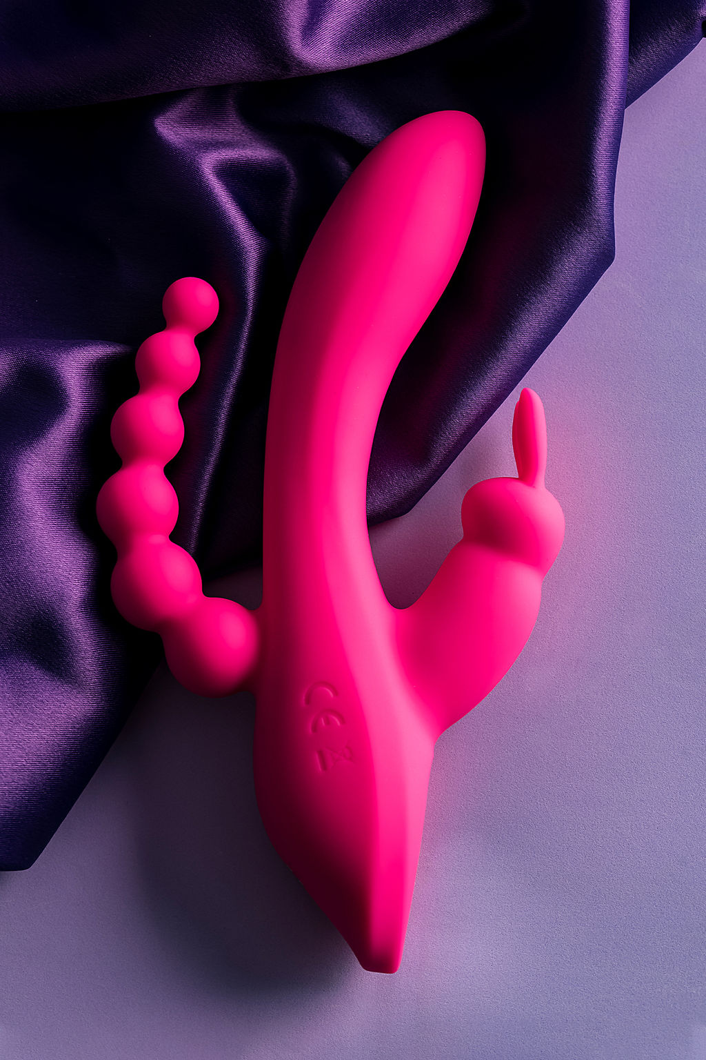 Тройной вибростимулятор JOS SPANKY, силикон, розовый, 21 см  фото 14