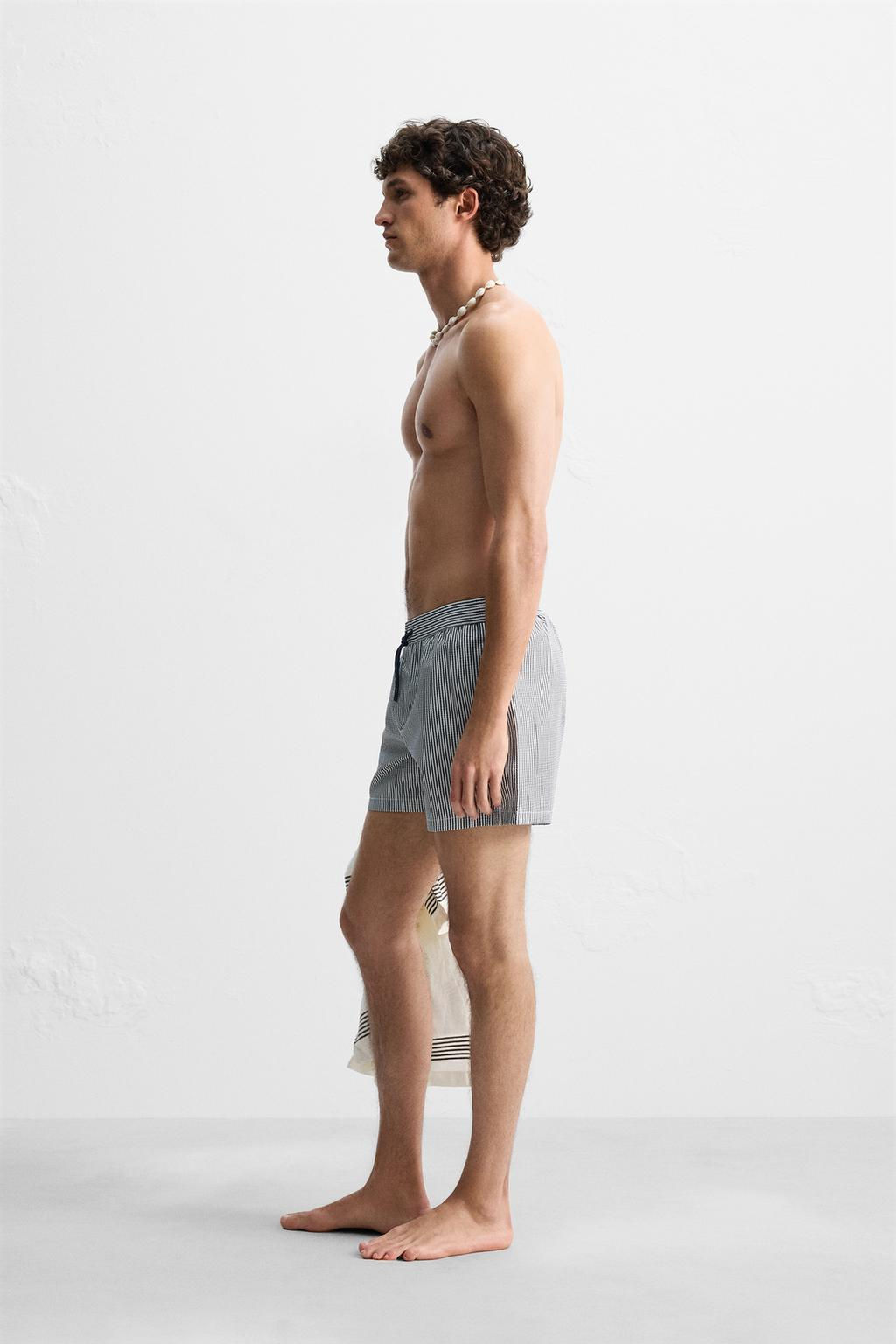 SEERSUCKER MID-LENGTH SWIMMING TRUNKS - Zara фото 25