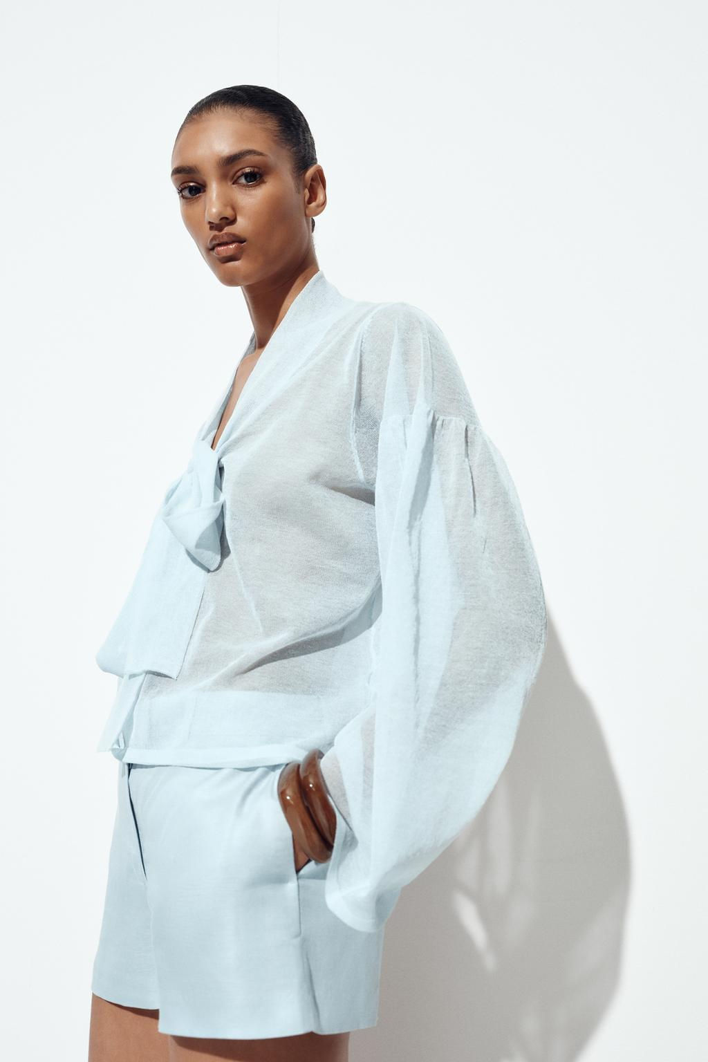 SEMI-SHEER KNITTED BLOUSE - Zara фото 13