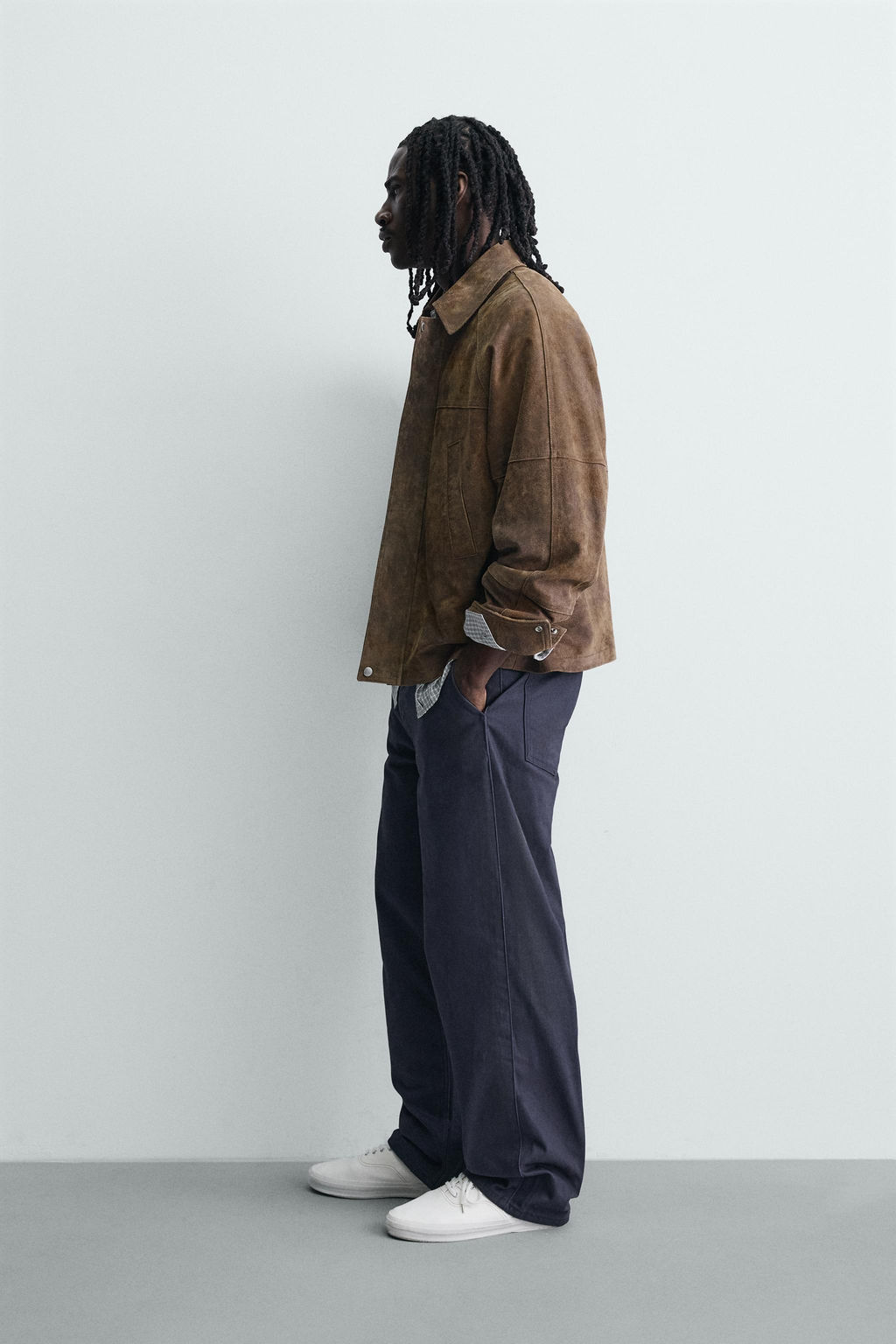 CAZADORA PIEL ANTE EFECTO LAVADO / Marr?n