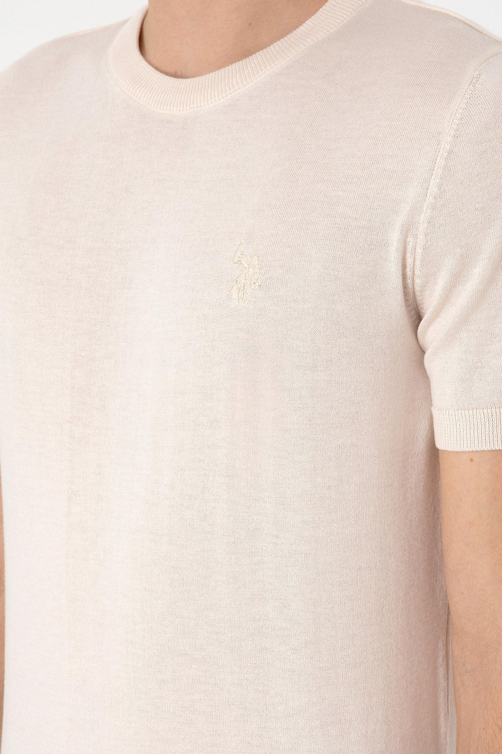 Erkek Slim Fit Bisiklet Yaka Krem Kazak - U.s. polo assn фото 7