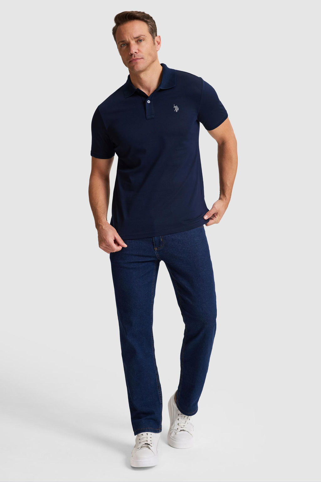Erkek Lacivert Regular Fit Polo Yaka Basic Ti__rt