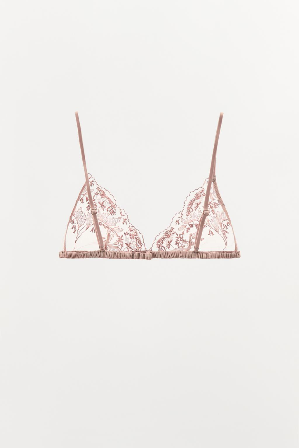 FLORAL EMBROIDERED TULLE BRALETTE - Zara фото 5