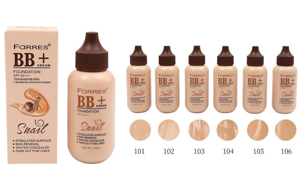 FARRES /4037-104/ Тональный крем "BB" с экст.улиточного муцина (теплый Бежевый) 40мл.12