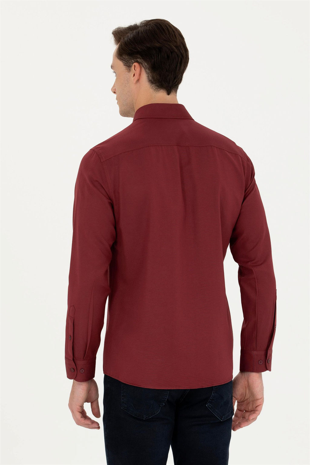 Мужская базовая рубашка бордового цвета с длинным рукавом Неожиданная скидка в корзине - U.s. polo assn фото 5