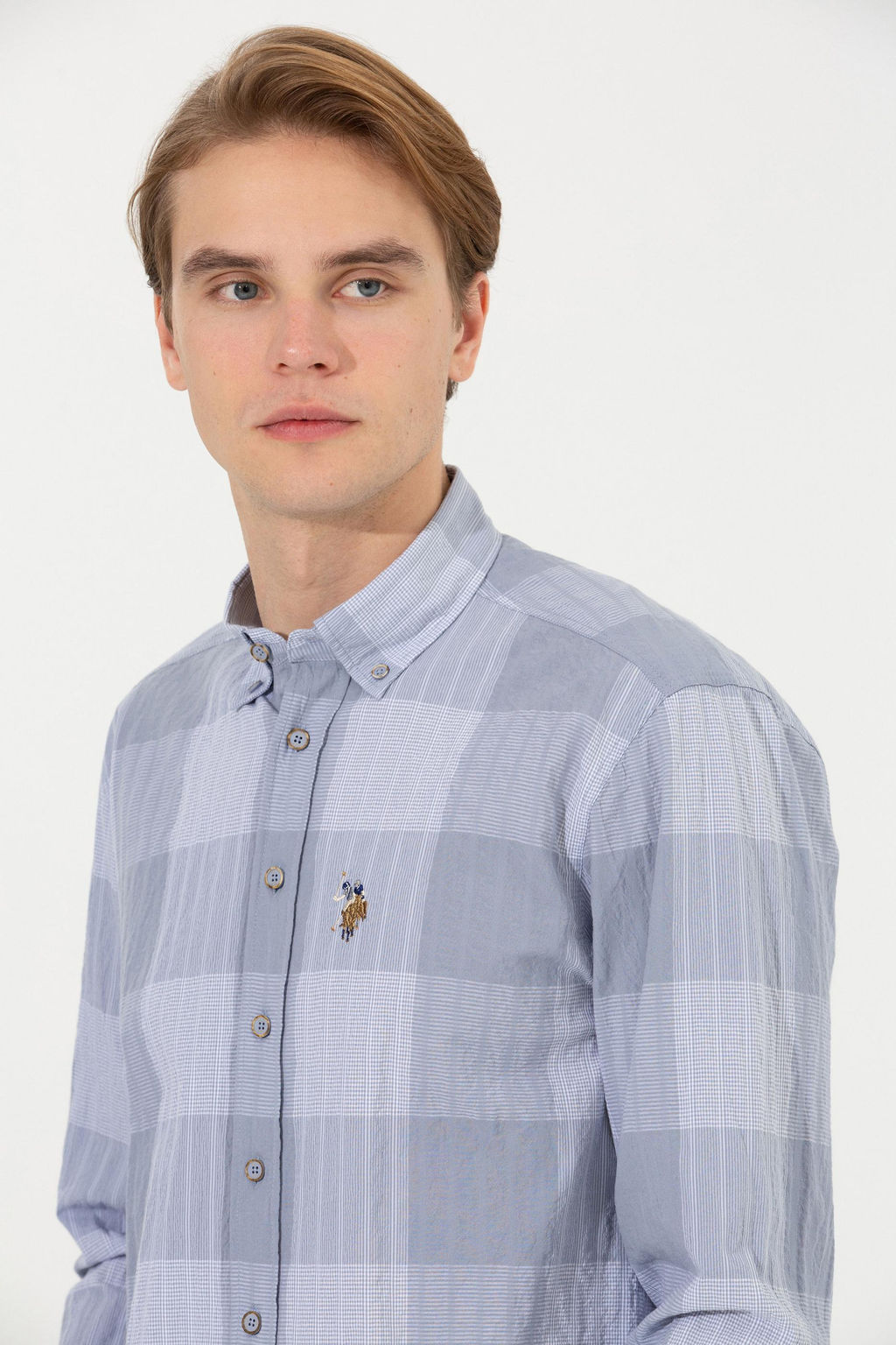 U. S. Polo Assn / Мужская серая рубашка в шотландскую клетку - U.s. polo assn фото 13