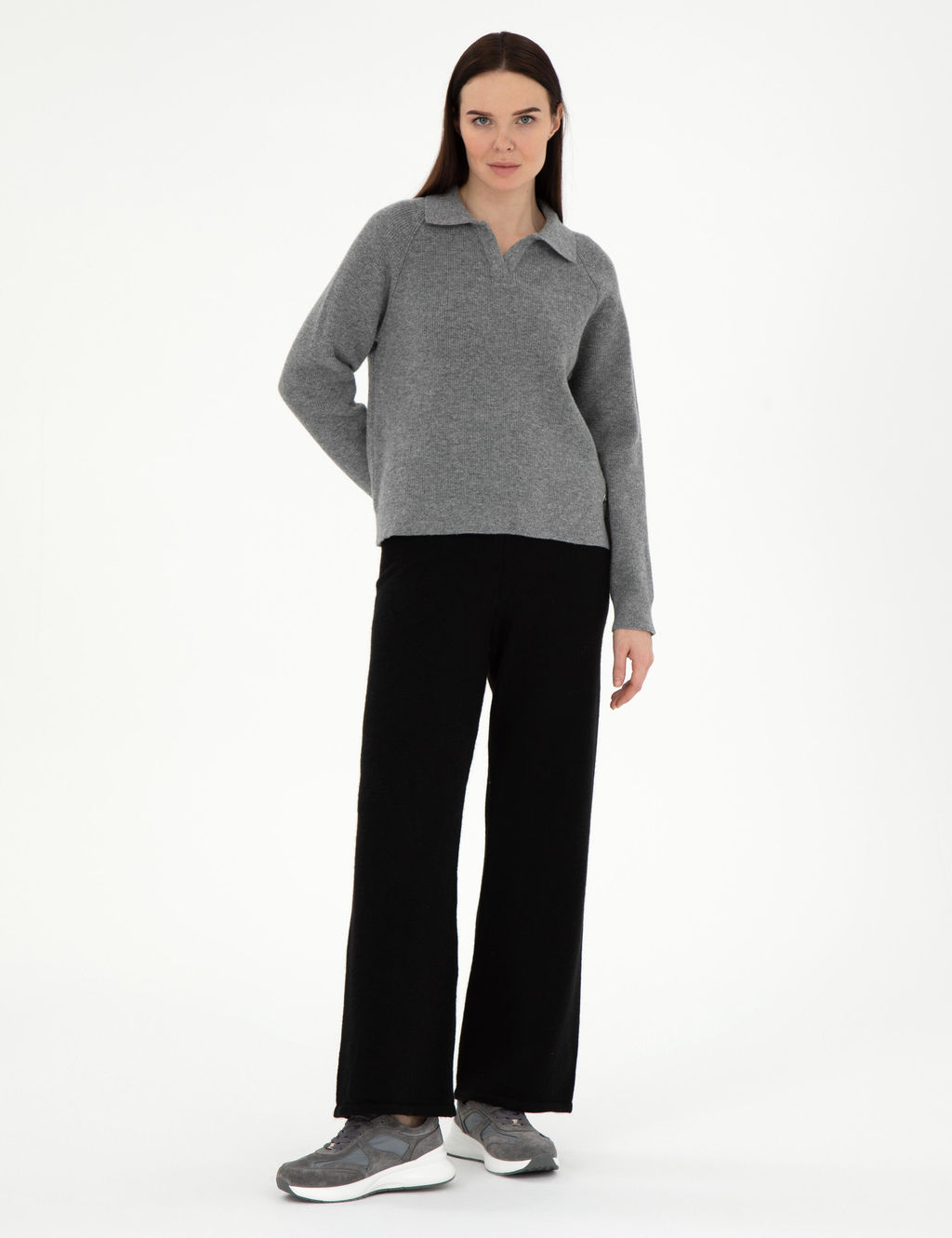 Gri Melanj Y_n Regular Fit Polo Yaka Kazak