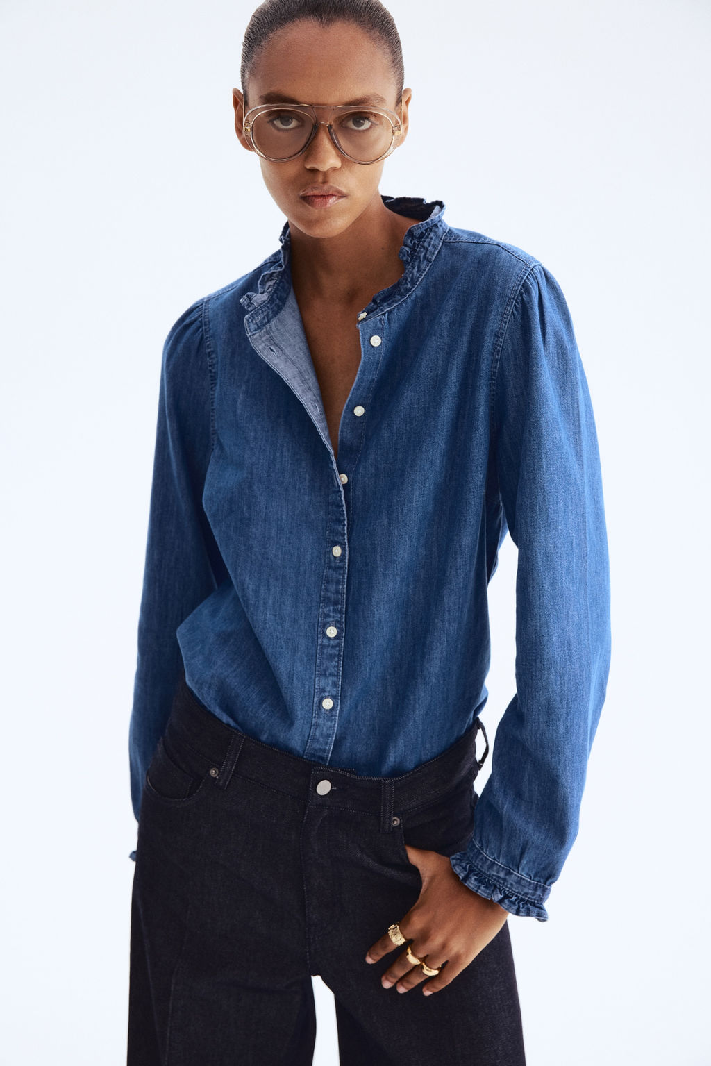 Blusa denim con volantes - H&m фото 4