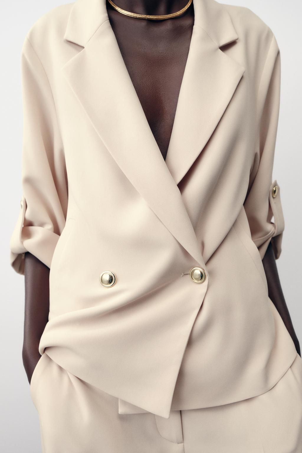 DOUBLE-BREASTED BLAZER WITH ROLLED-UP SLEEVES - Zara фото 3
