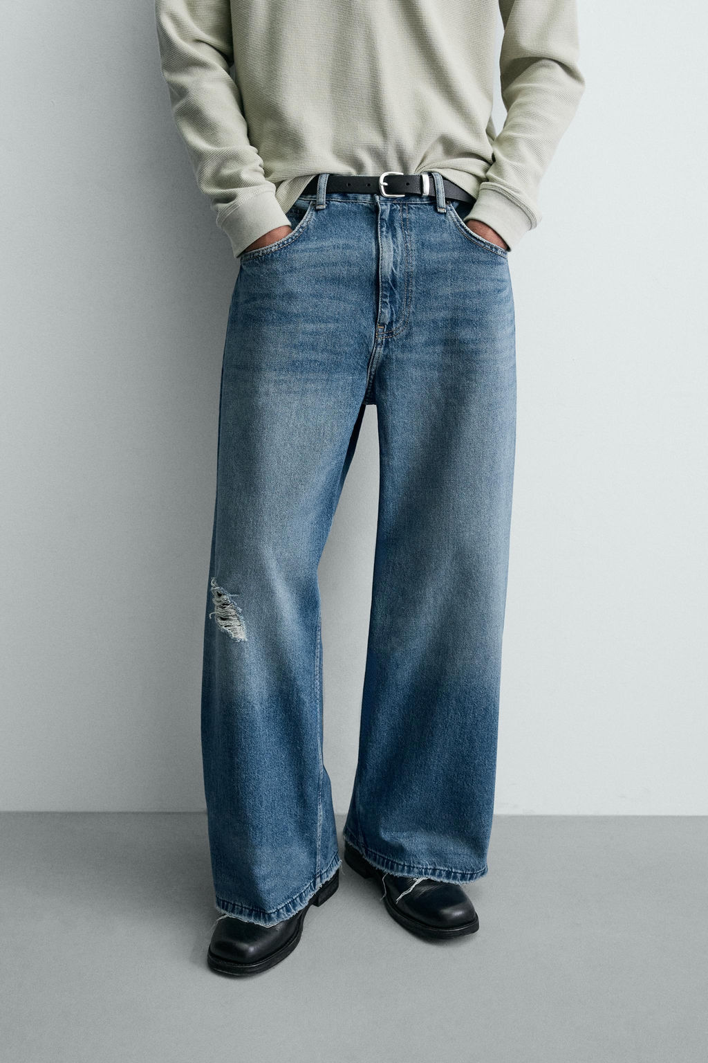 JEANS RELAXED FIT ROTOS / Azul medio - Zara фото 5