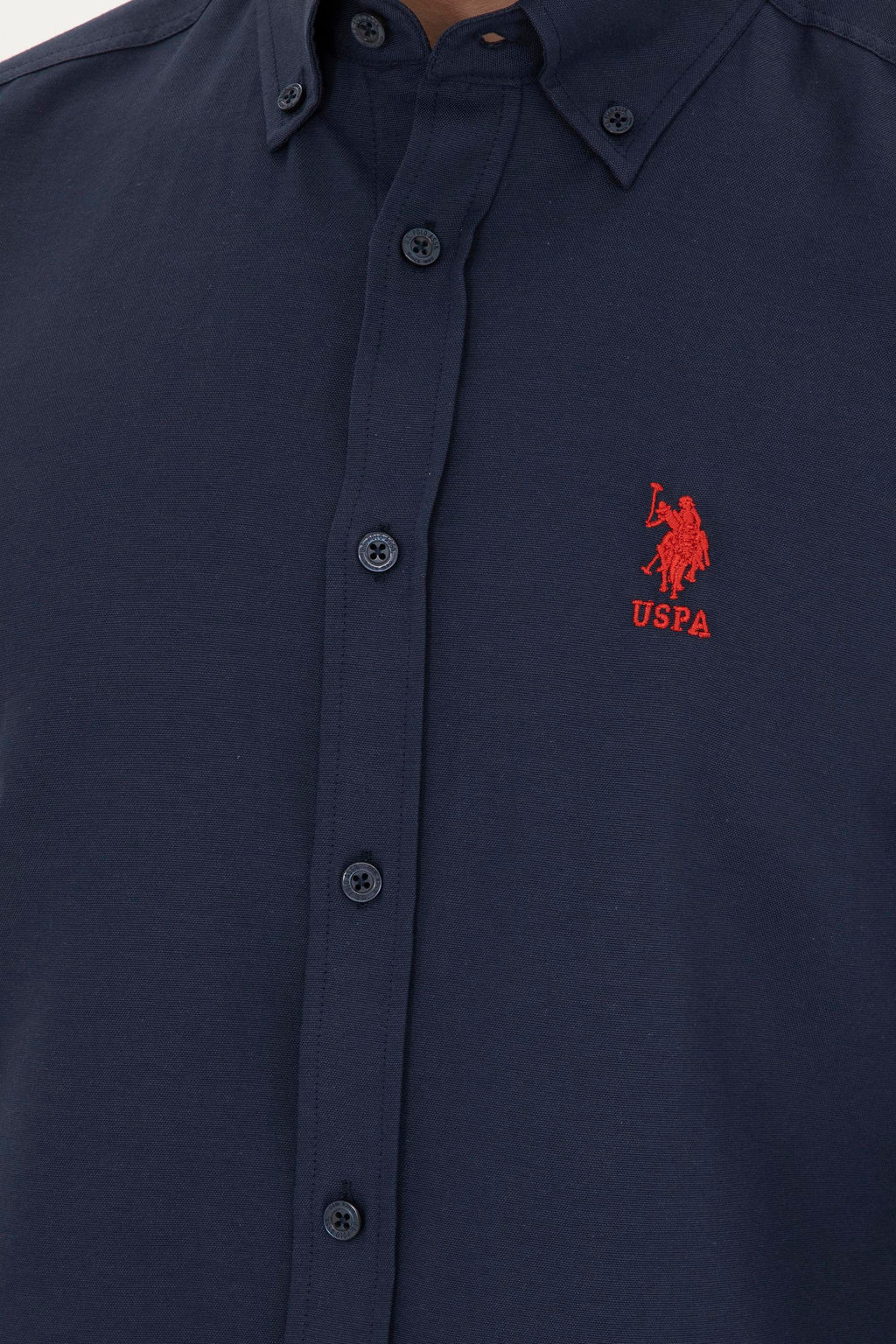 Мужская темно-синяя базовая рубашка с длинным рукавом - U.s. polo assn фото 7