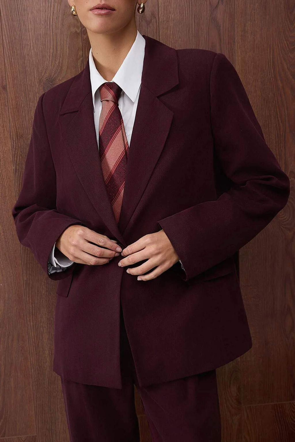 Ozel Koleksiyon Murdum Cizgili Astarl? Normal Kal?p Yumusak Kumas Blazer Ceket TWOAW26BC00057 - Trendyolmilla фото 11
