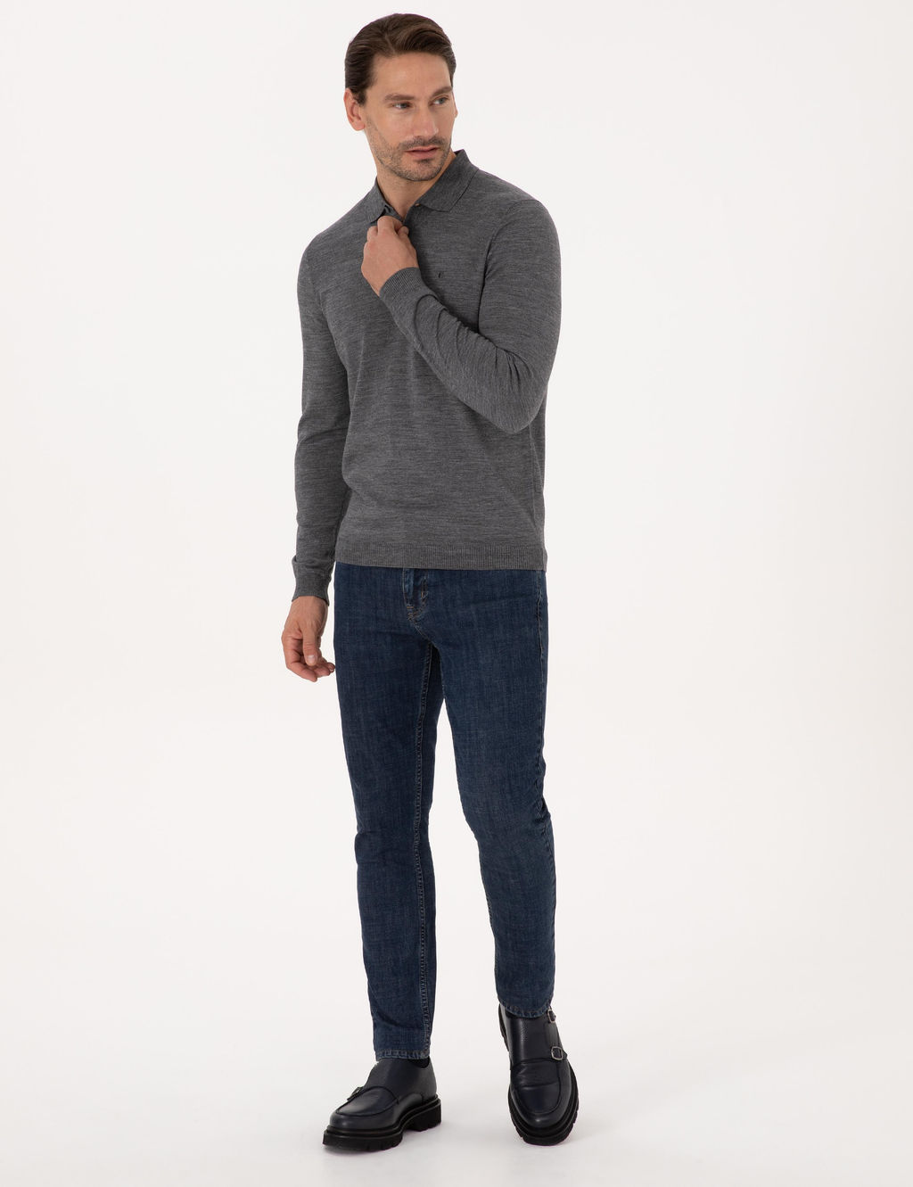 F_me Regular Fit Y_n Kar___ml_ Polo Yaka Basic Triko Kazak - Cacharel фото 4