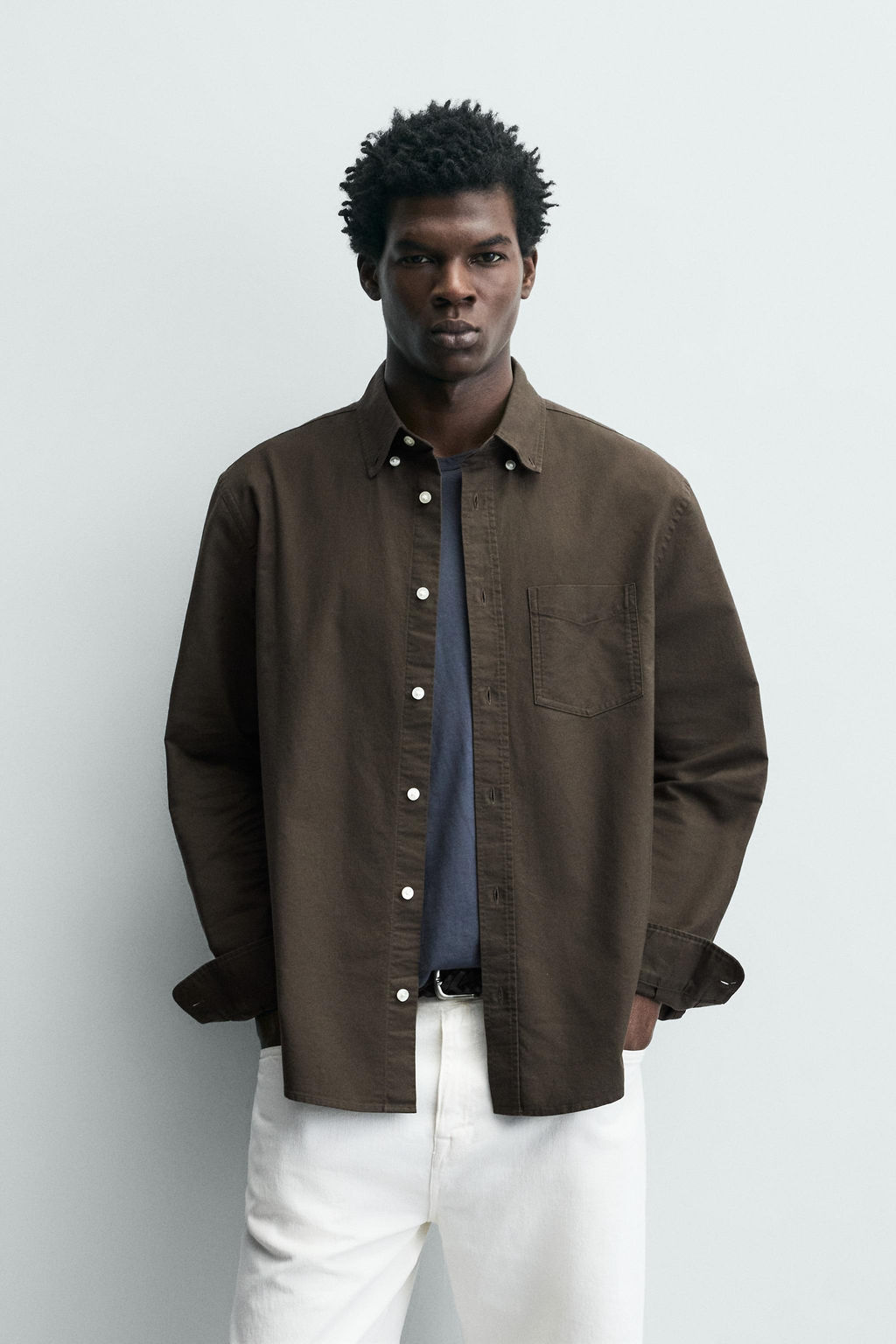 CAMISA ESTRUCTURA OXFORD / Marr?n - Zara фото 2