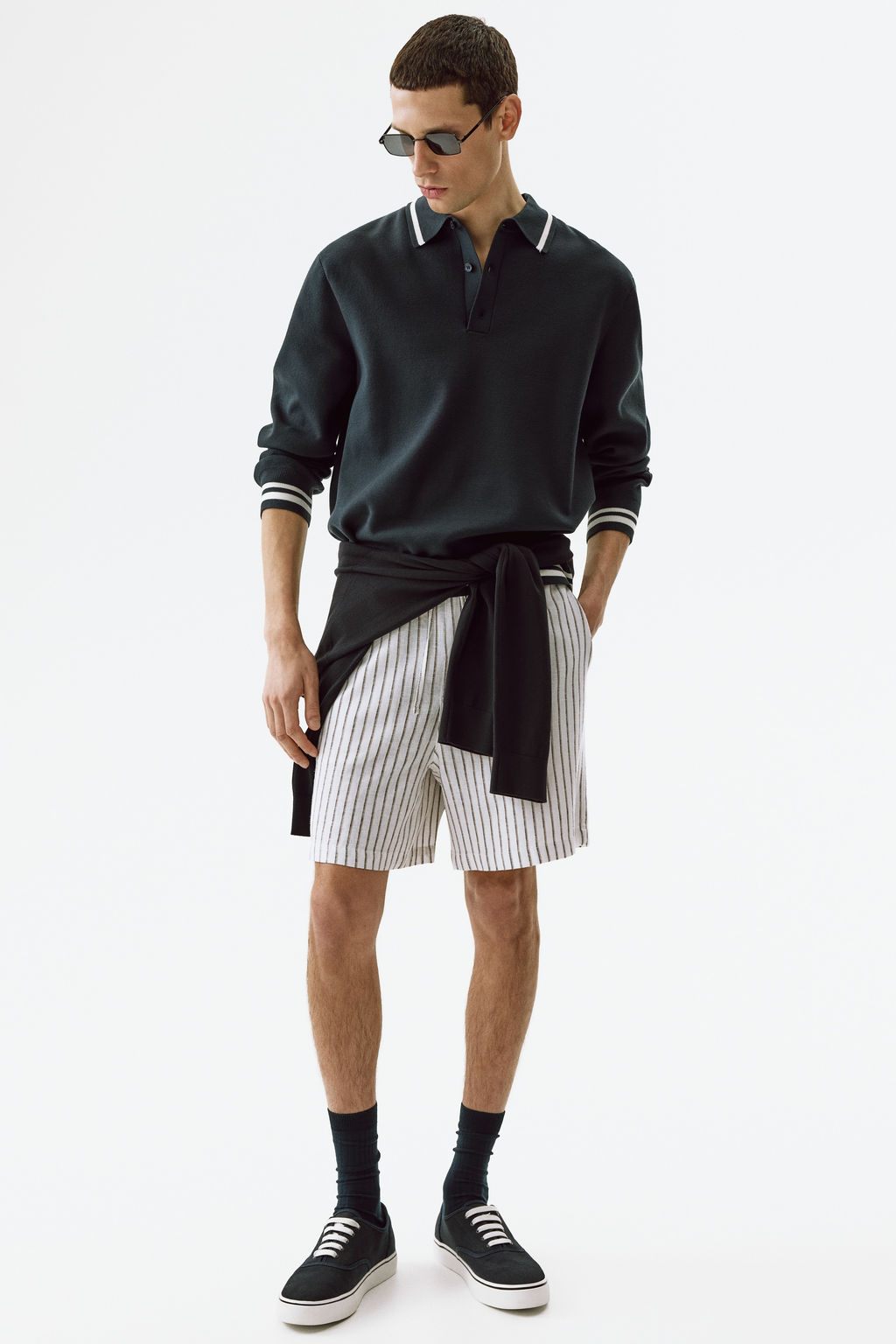 Pantal?n corto en mezcla de lino Relaxed Fit - H&m фото 10