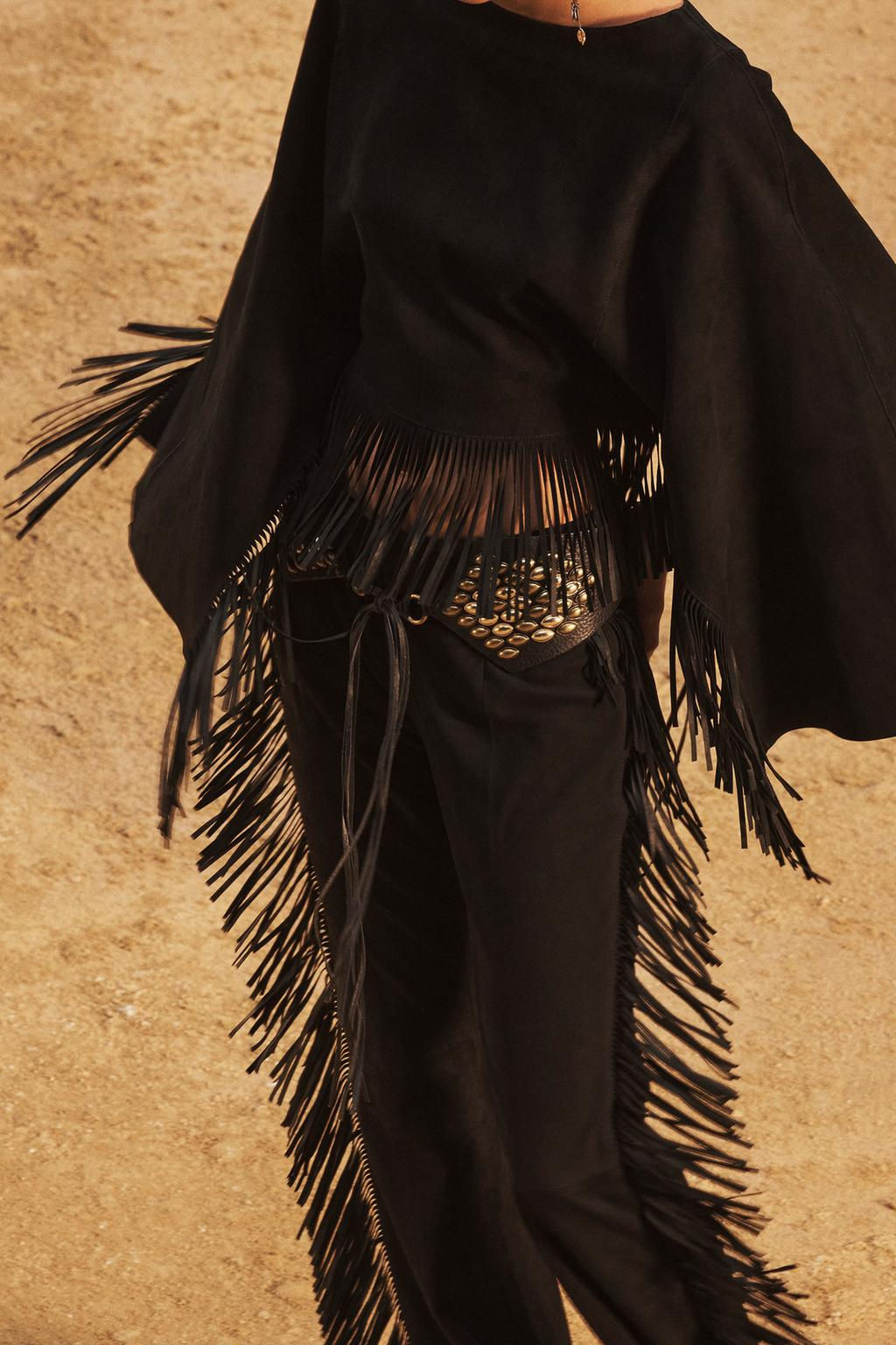 SUEDE LEATHER FRINGED CAPE - LIMITED EDITION - Zara фото 4