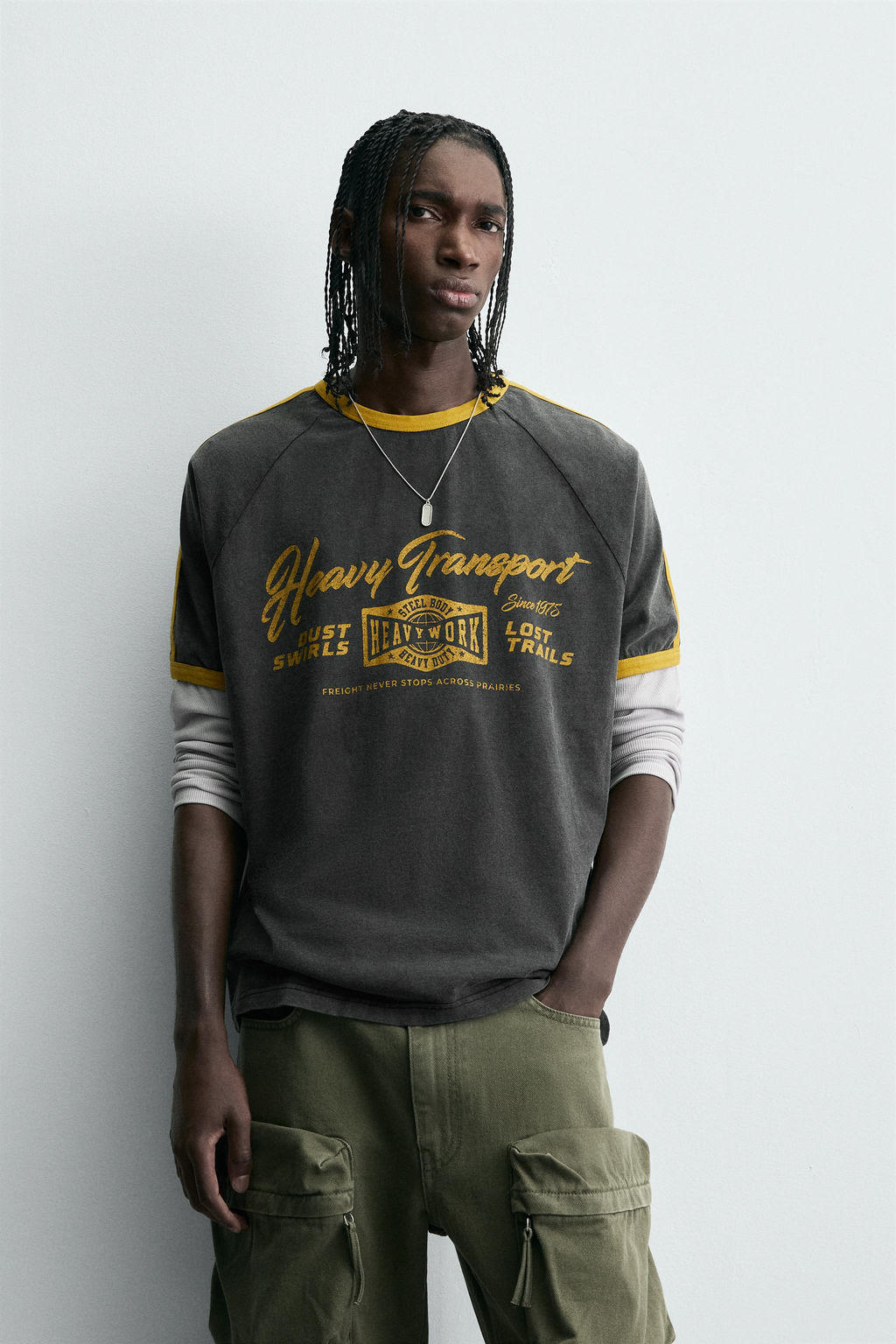 CONTRAST TEXT RIB T-SHIRT - Zara фото 2