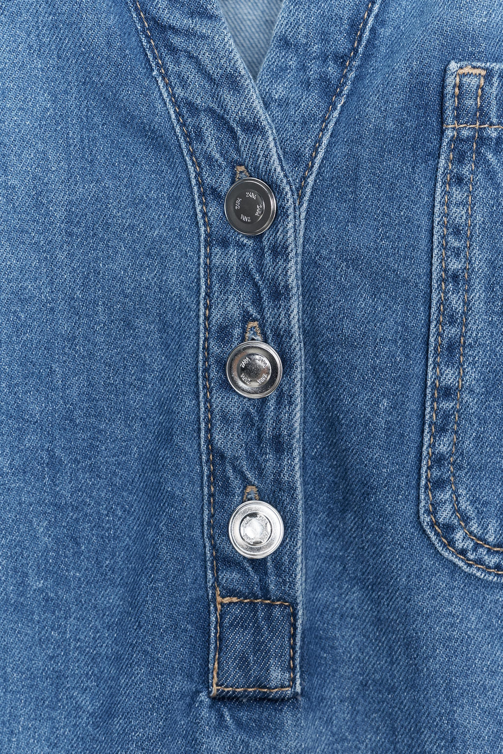 DENIM STAND COLLAR SHIRT - Zara фото 9