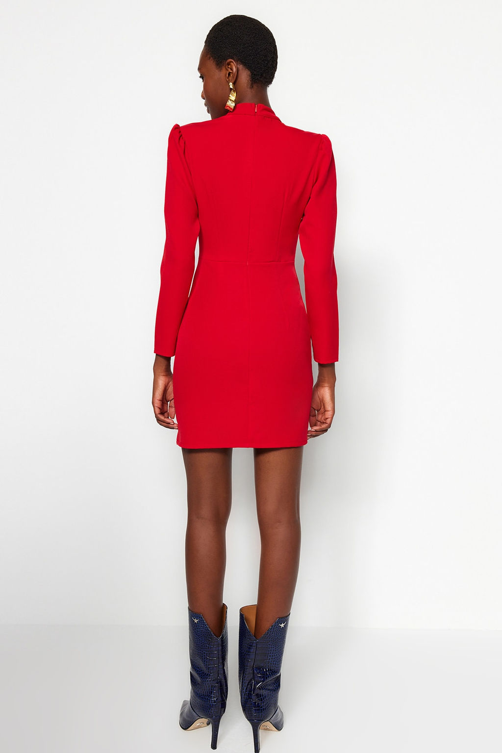 TRENDYOLMILLA K?rm?z? Mini Dokuma Yaka Detayl? Dokuma Elbise TWOAW22EL0393 фото 12