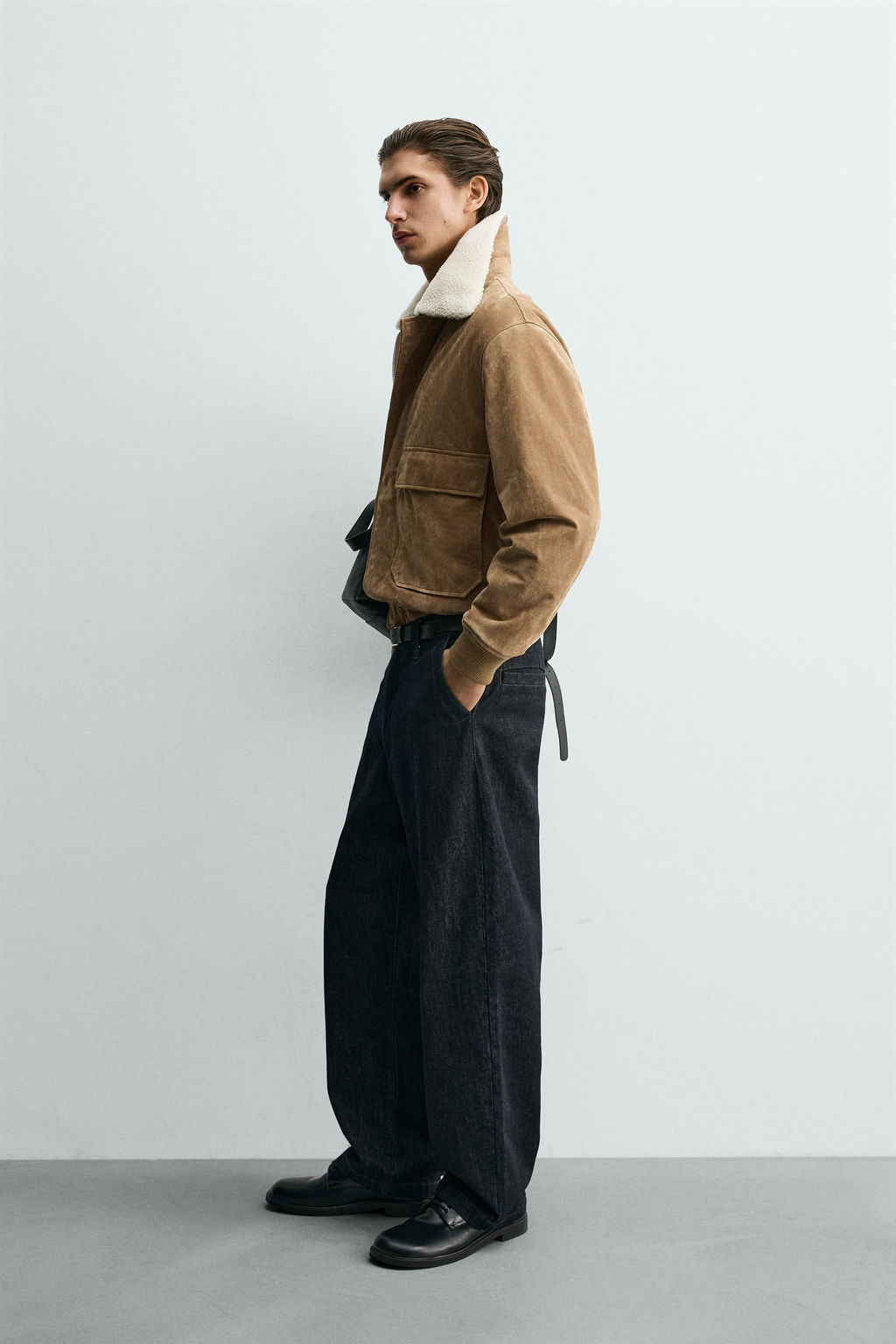 LEATHER AND SUEDE JACKET WITH FAUX SHEARLING - Zara фото 14
