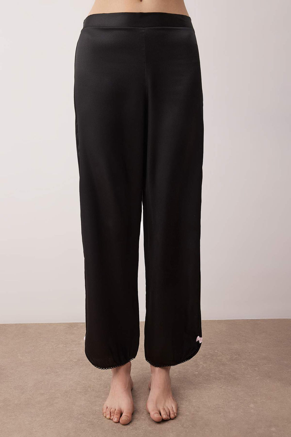 Siyah 4lu Ceyiz Set Saten Dokuma Gecelik+Sabahl?k+Pijama Tak?m? THMAW26PT00210 - Trendyolmilla фото 8