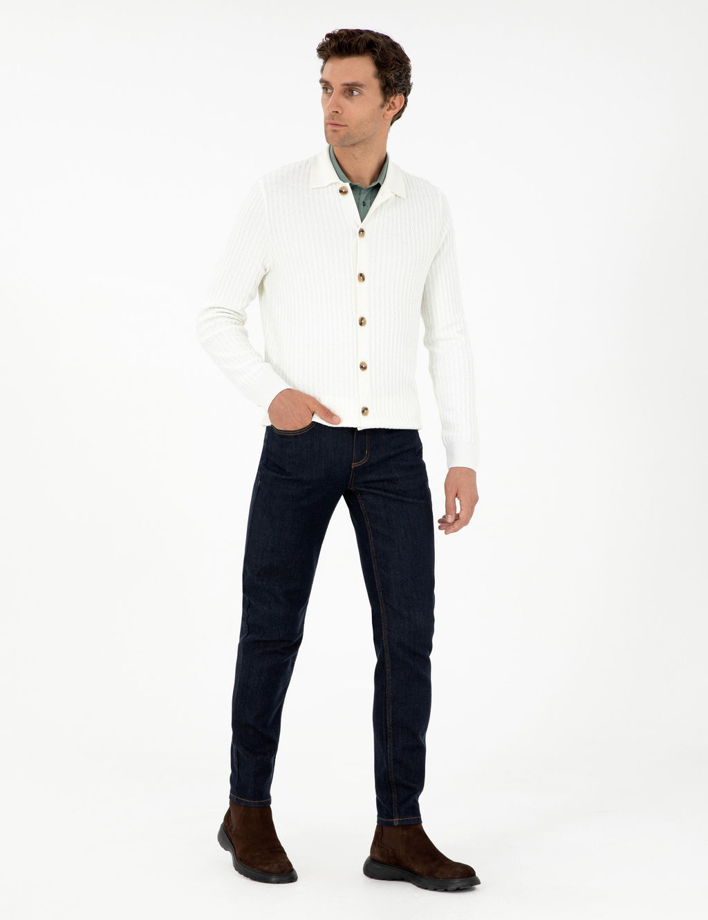 Трикотажный кардиган стандартного кроя цвета экрю - Cacharel фото 4