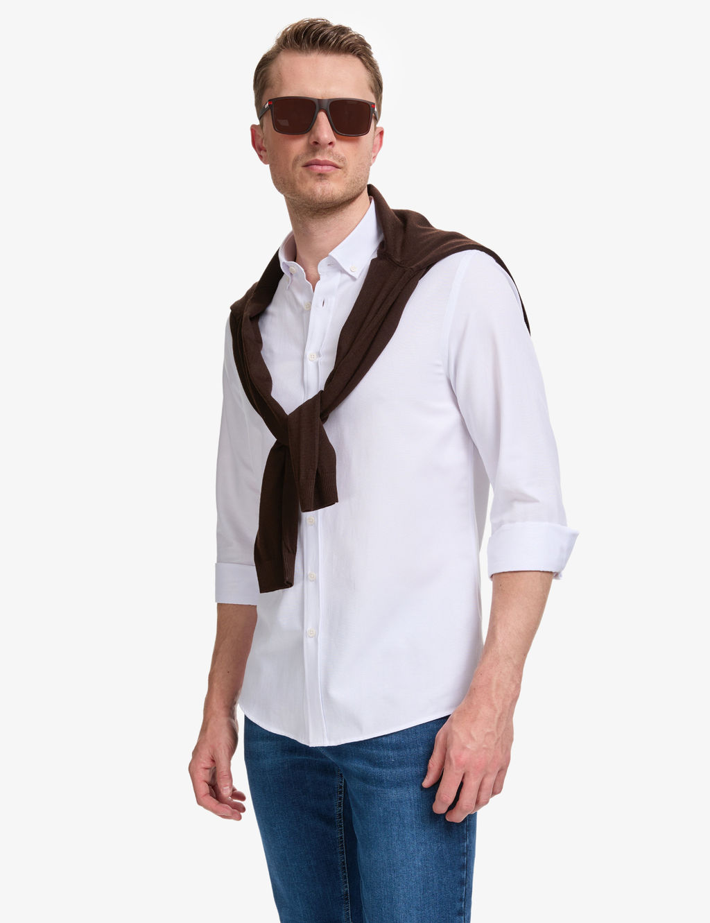 Beyaz Oxford Slim Fit Kolay _t_lenebilir G_mlek