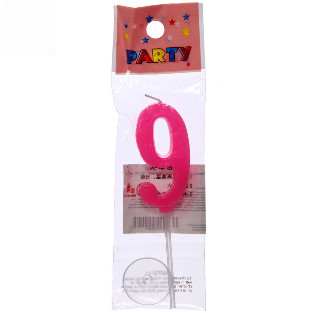 Цена за 6 шт. Свеча для торта Цифра Самоцвет "9" (10 см)