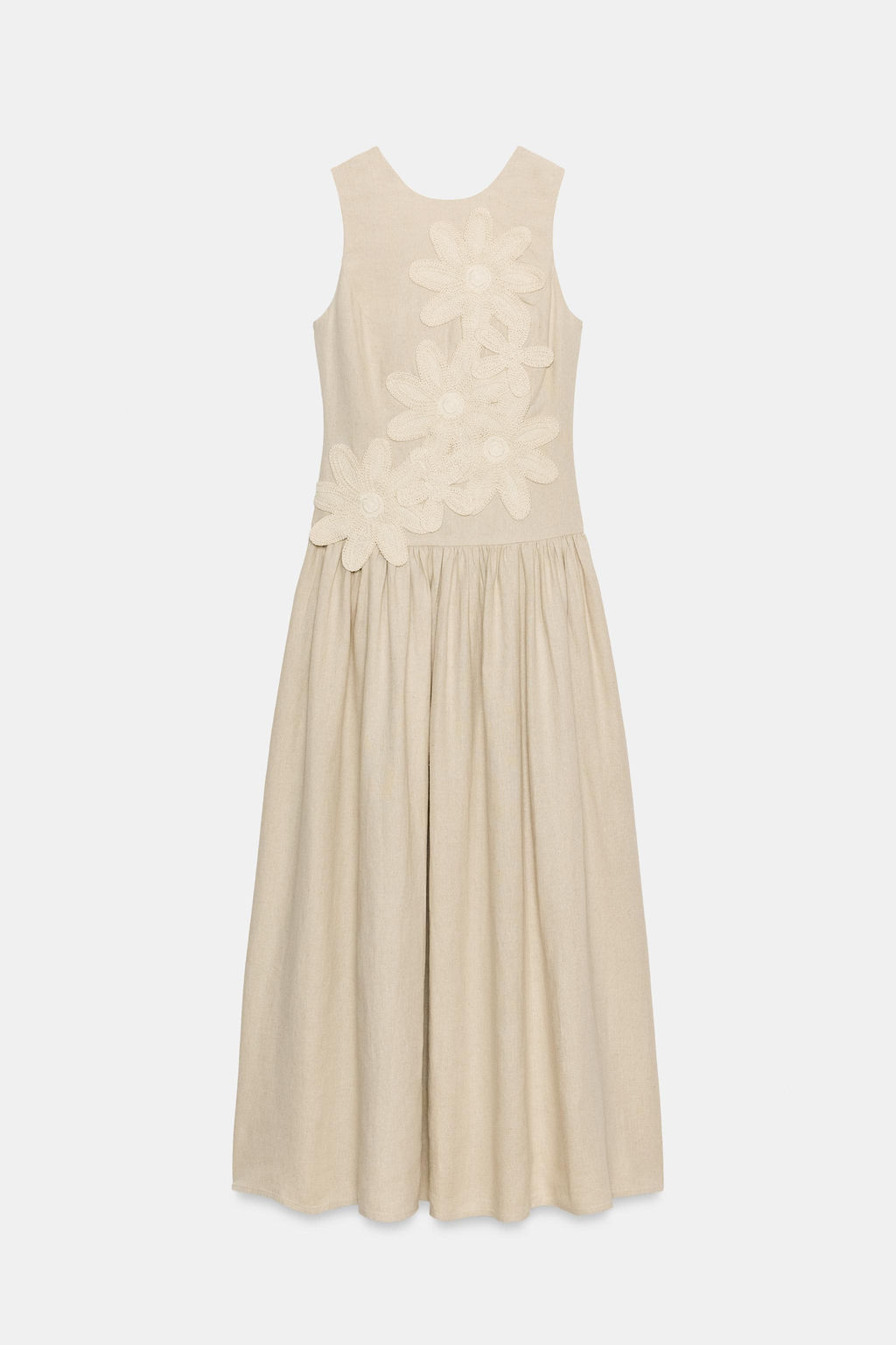 VESTIDO MIDI COMBINADO CON LINO / Beige claro - Zara фото 8
