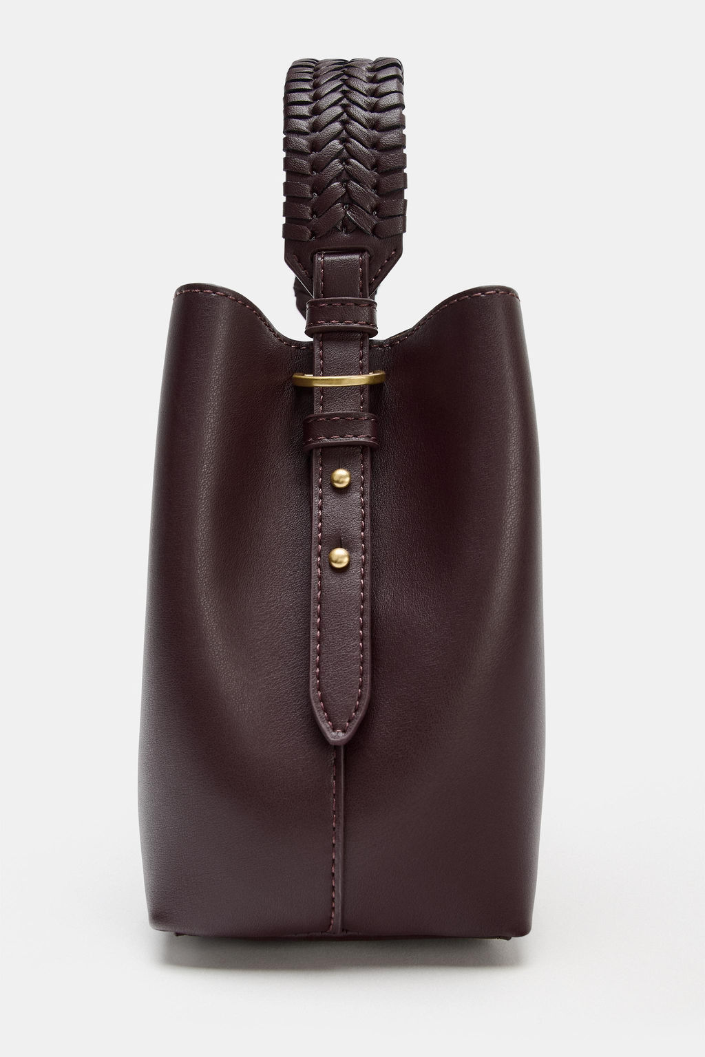 BOLSO DE MANO ASA TRENZADA / Rojo Burdeos